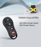 Keyless Entry Car Remote Control 315Mhz Replacement for 2001-2004 Chrysler Intrepid/2003 Chrysler Sebring with FCC: GQ43VT17T